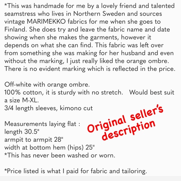 [SOLD] MARIMEKKO orange ombre tunic - Picture 5 of 5